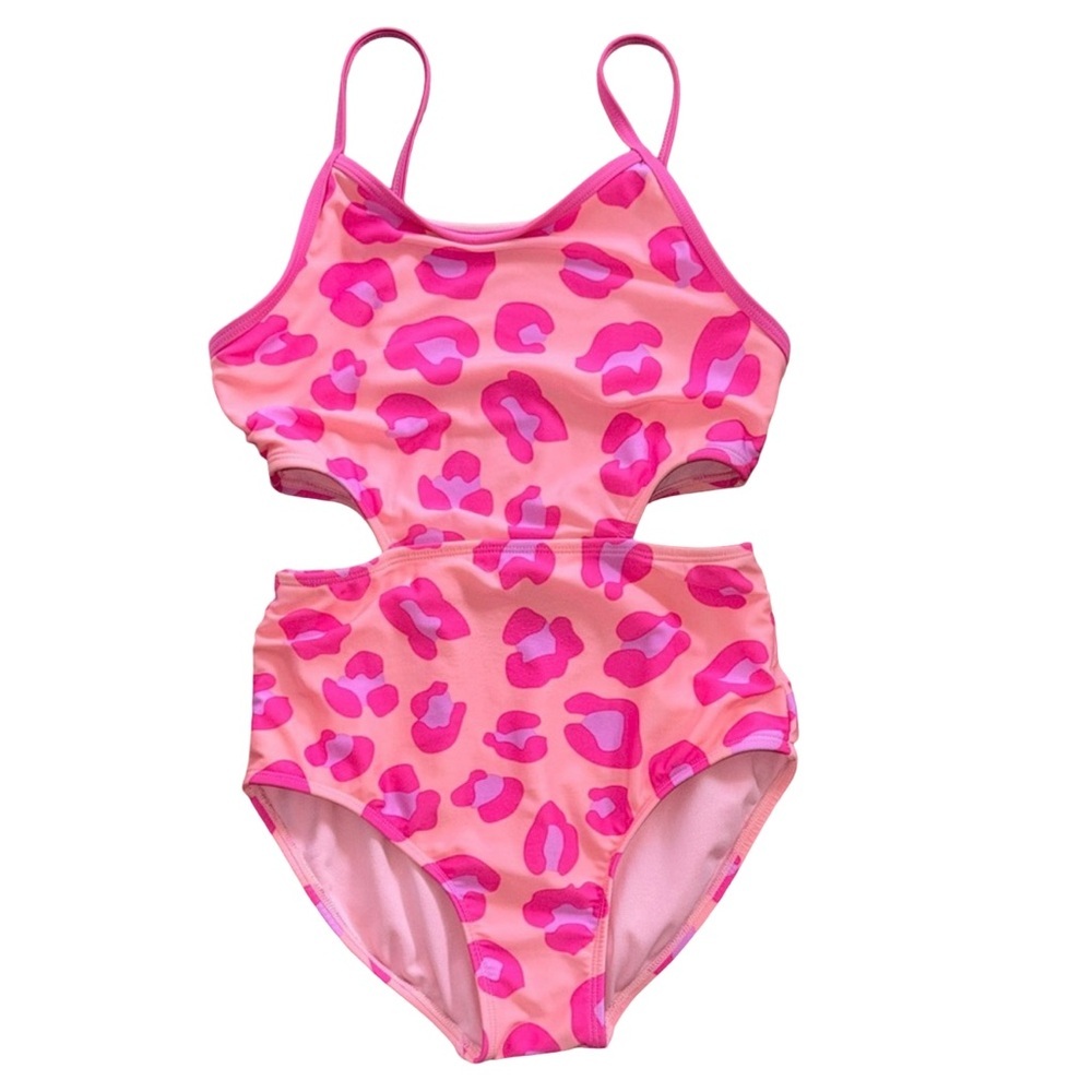 Cat & Jack Pink Leopard Kids Swim One Piece
